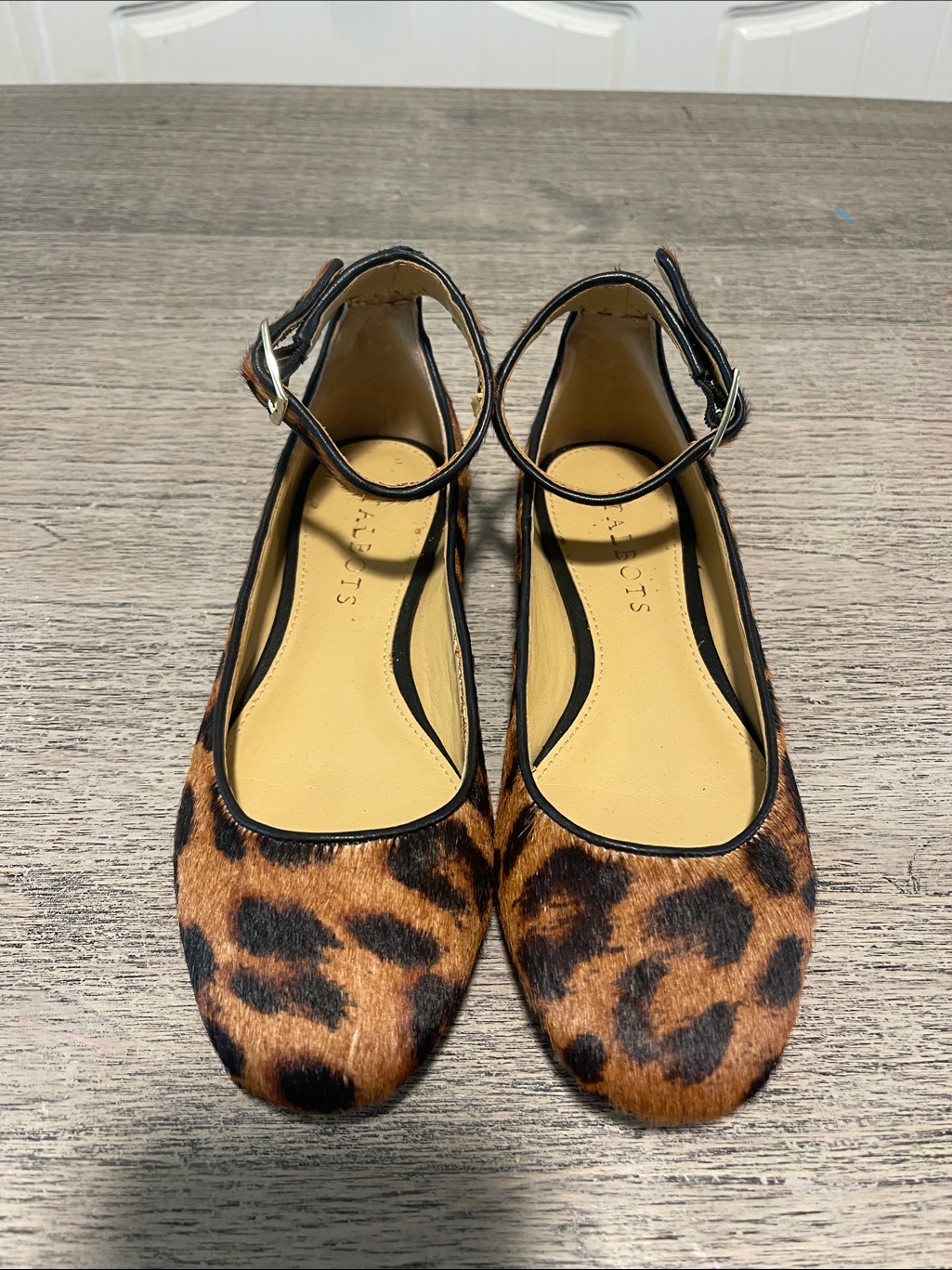 Talbots Leopard Print Ankle-Strap Flats Size 5